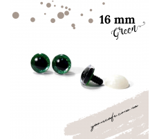 Блестящие глаза-винтики 16 мм (пара) зелёные 