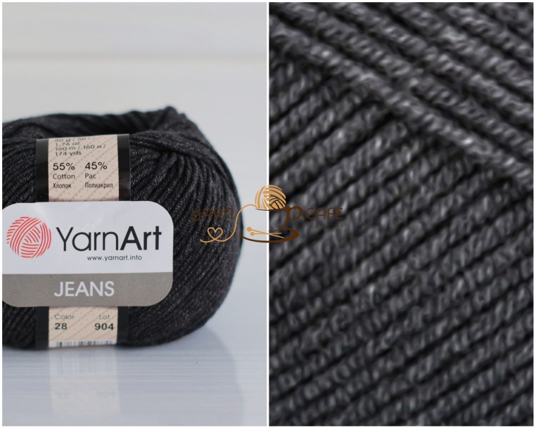 YarnArt JEANS - 28 антрацит (чорний джинс меланж)