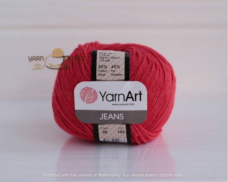 YarnArt JEANS - 26 червоний