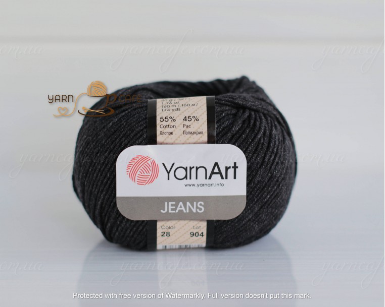 YarnArt JEANS - 28 антрацит (чорний джинс меланж)