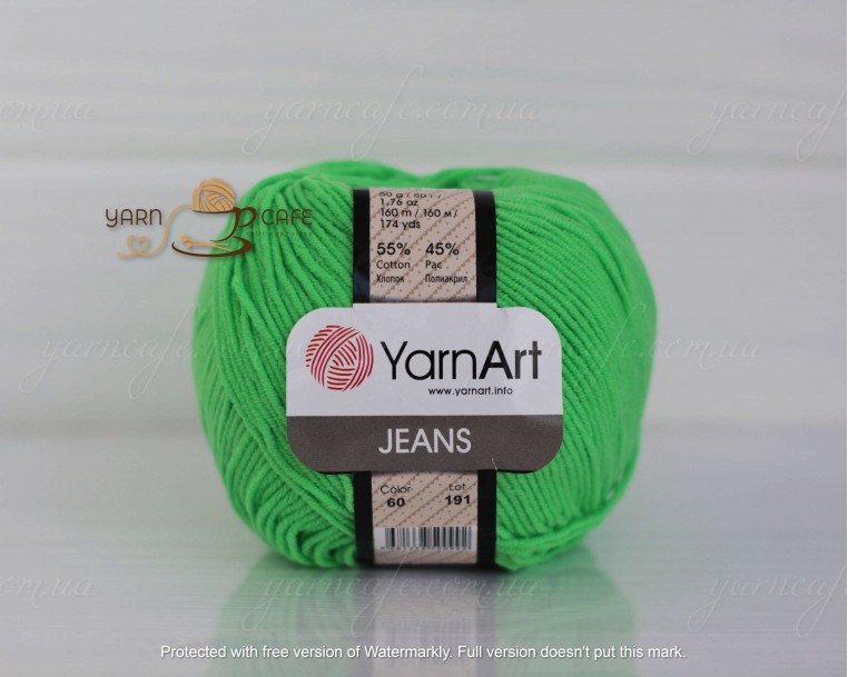 YarnArt JEANS - 60 зелений неон