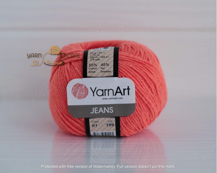 YarnArt JEANS - 61 оранжевий неон