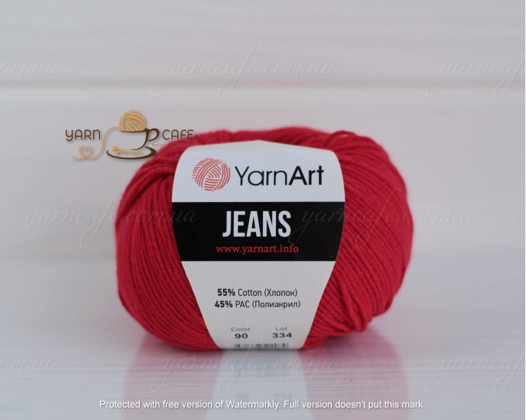 YarnArt JEANS - 90 карміновий (темно-червоний)